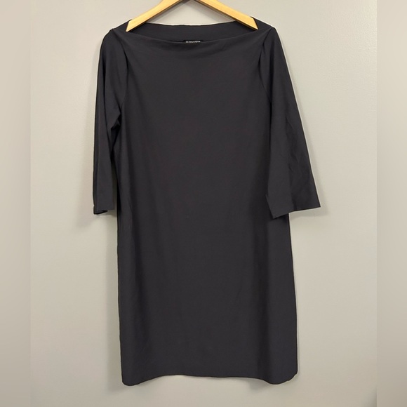 Eileen Fisher Charcoal Quarter Sleeve Long Sleeve Dress Medium Neck Shift - Picture 2 of 6